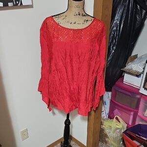 AGB Vibrant Red Lace Blouse